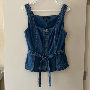 Denim belted tank. Size 10